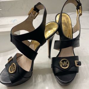 Michael Kors Logo Peep Toe Heel Sandals Like new